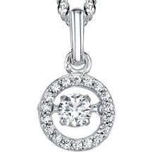 18k White Gold Dancing Diamond Jewelry Silver Pendants Necklace